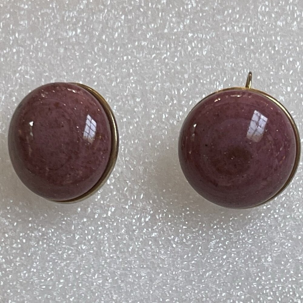 Vintage Vogue Button Clip-On Earrings Round Dome 1950s Mid-Century Modern